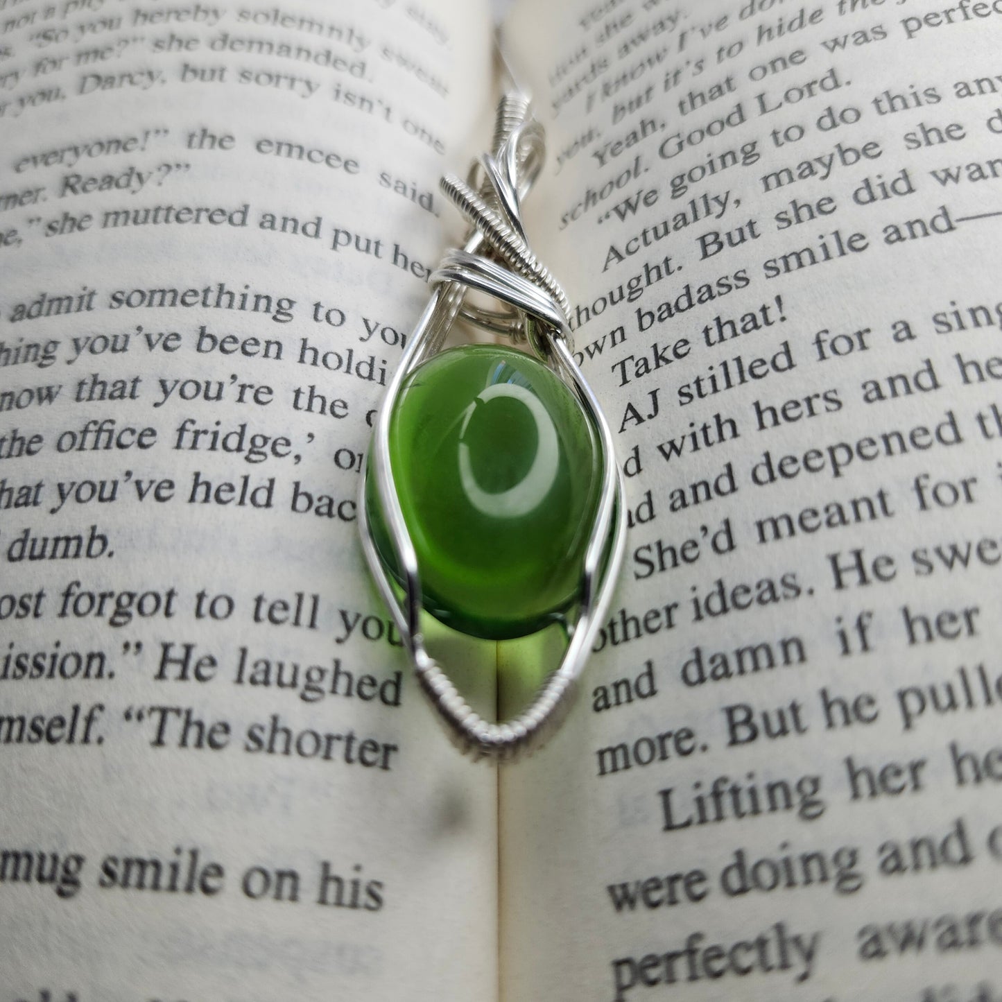 Enchanted Peridot: Handcrafted Nature-Inspired Necklace with Vibrant Green Gemstone, Silver-Wrapped Elegance, and Adjustable Chain