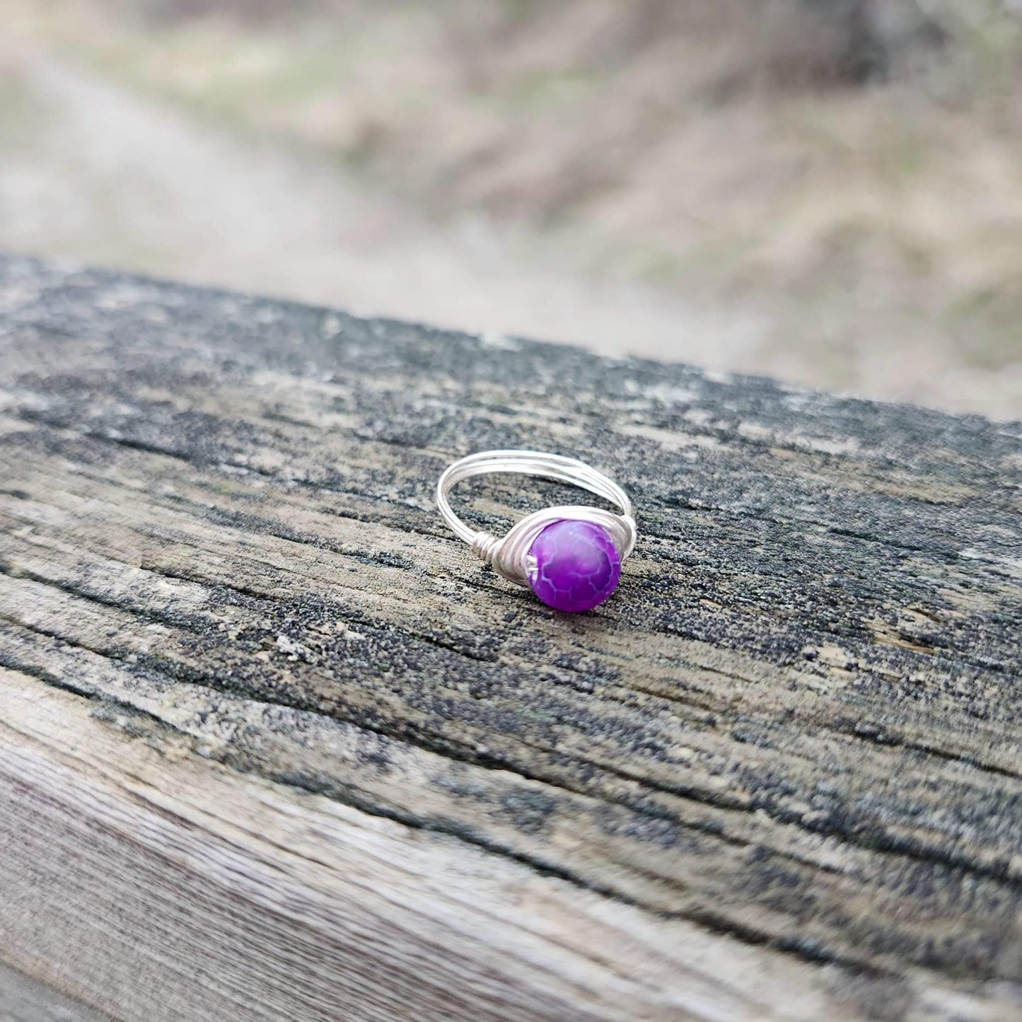 Handmade Agate gemstone rings | Silver Rings | 8mm Round Crystal Wire Wrapped Rings | Unique Rings for Women | Hippie Ring | Spiritual Rings