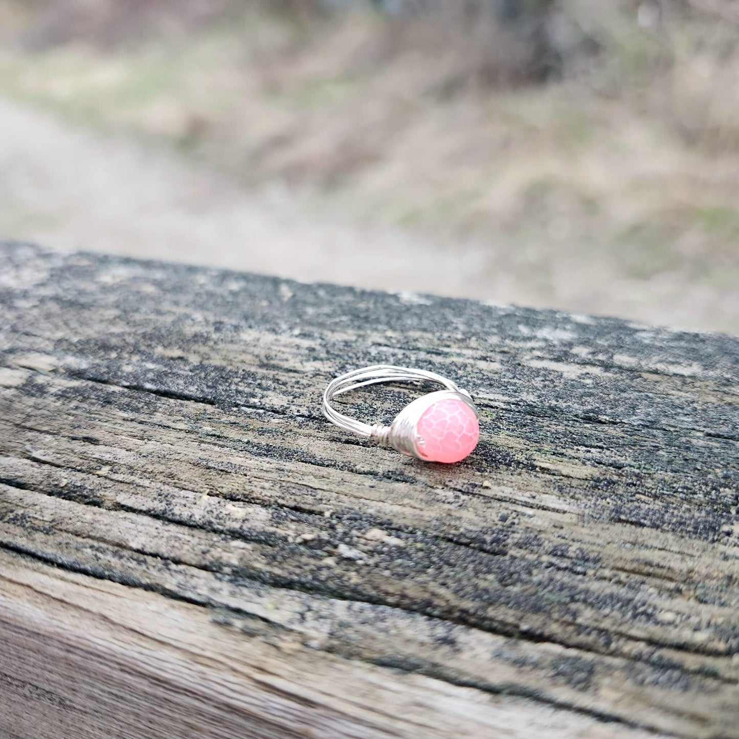 Handmade Agate gemstone rings | Silver Rings | 8mm Round Crystal Wire Wrapped Rings | Unique Rings for Women | Hippie Ring | Spiritual Rings