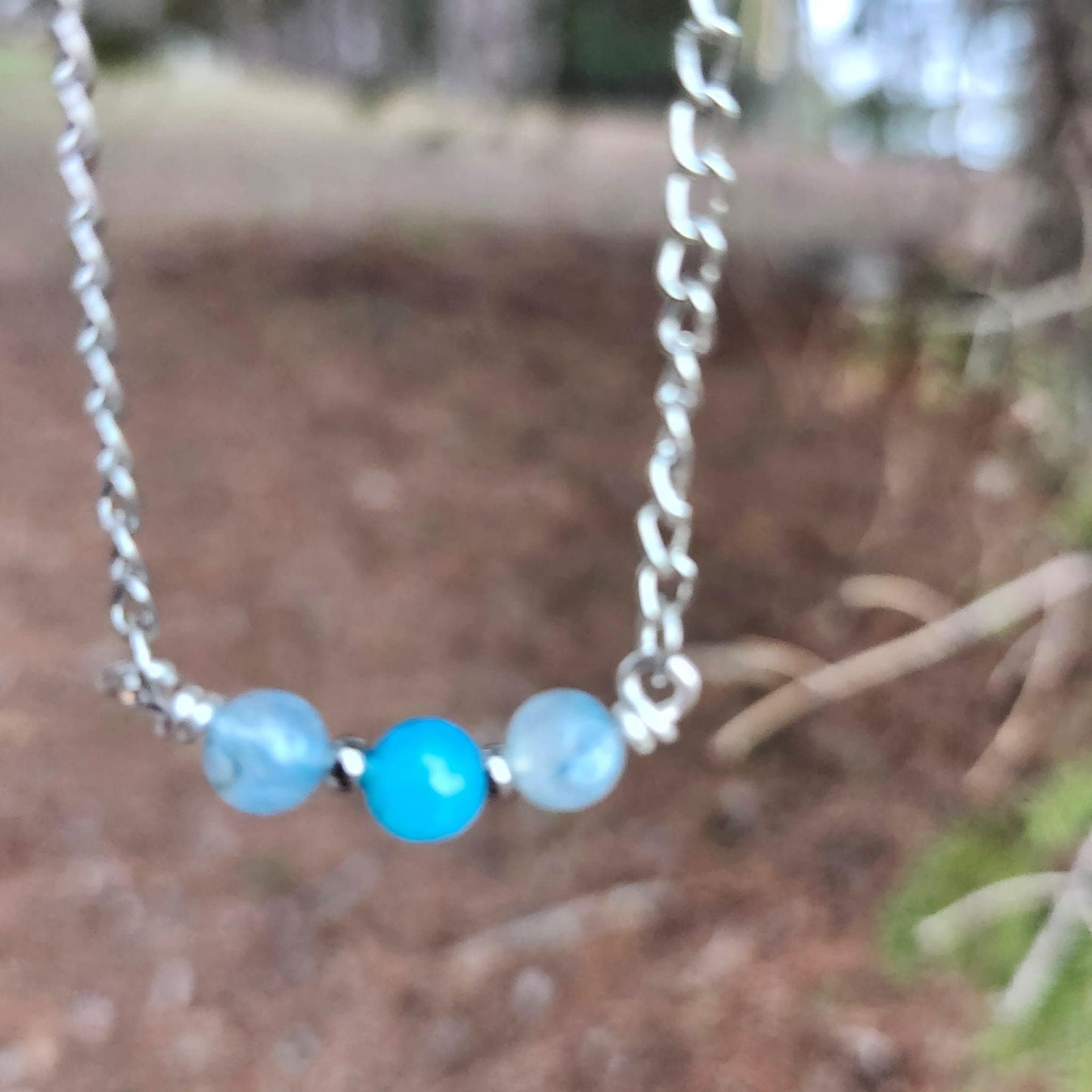 Agate 3 beads jewelry, Dainty basic stack boho collar necklace for women, small crystal bead choker, quirky gemstone jewelry