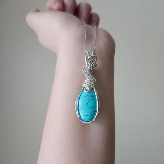 Turquoise gemstone pendant | Blue stone pendant | Handmade Jewelry | December birthstone | Mother's day special
